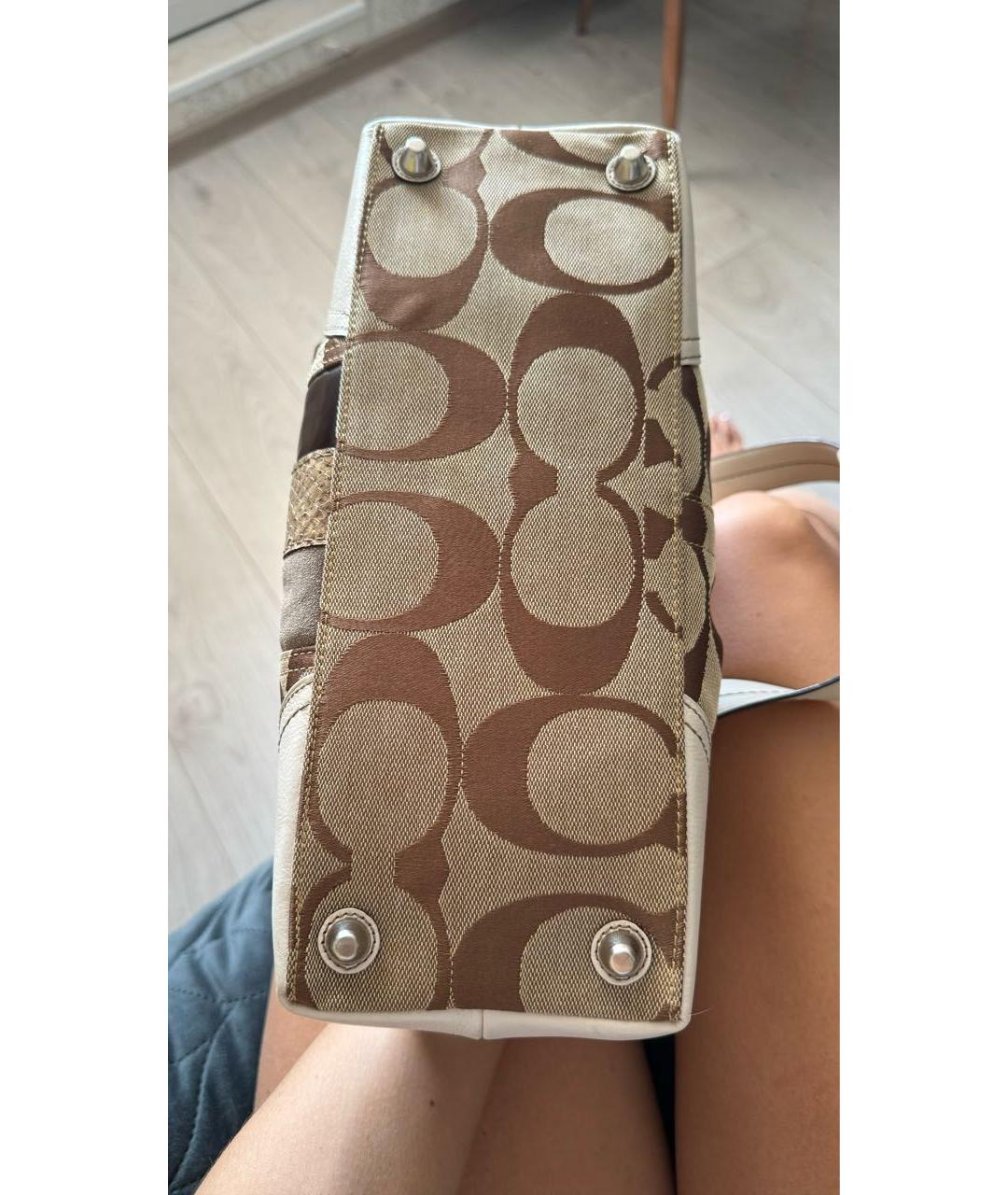 COACH Бежевая сумка с короткими ручками, фото 7