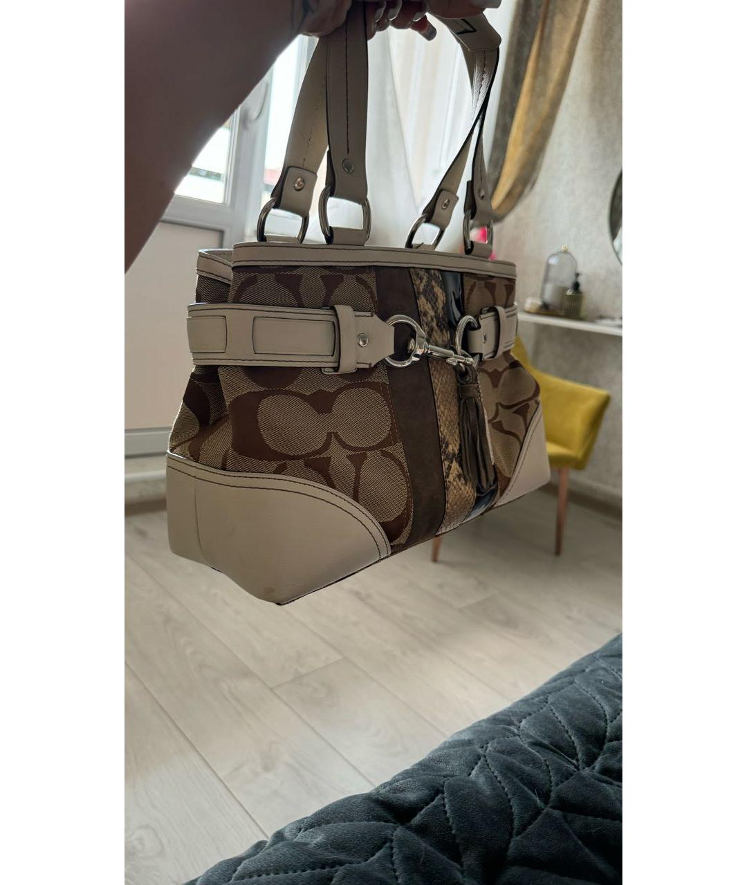 COACH Бежевая сумка с короткими ручками, фото 2