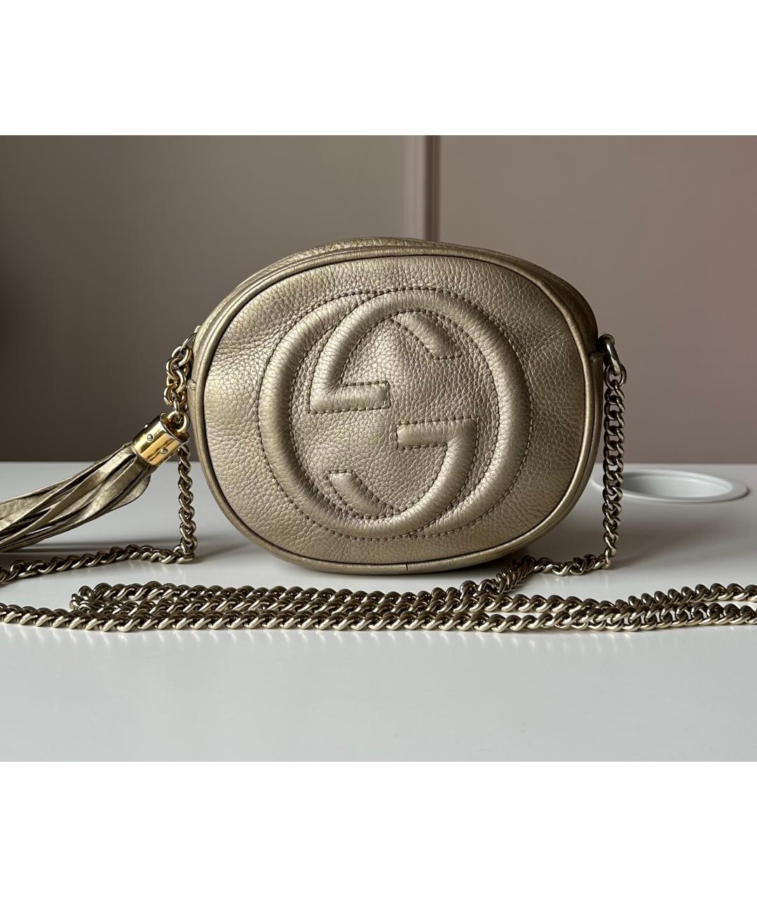 GUCCI Бежевая кожаная сумка через плечо, фото 10