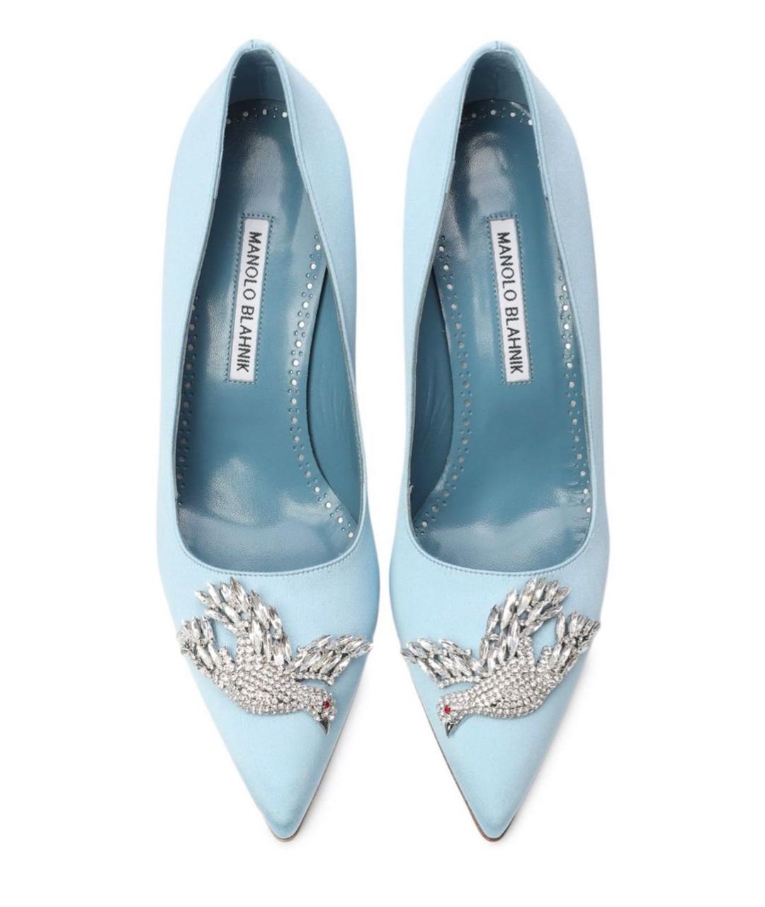 MANOLO BLAHNIK Голубые текстильные туфли, фото 2