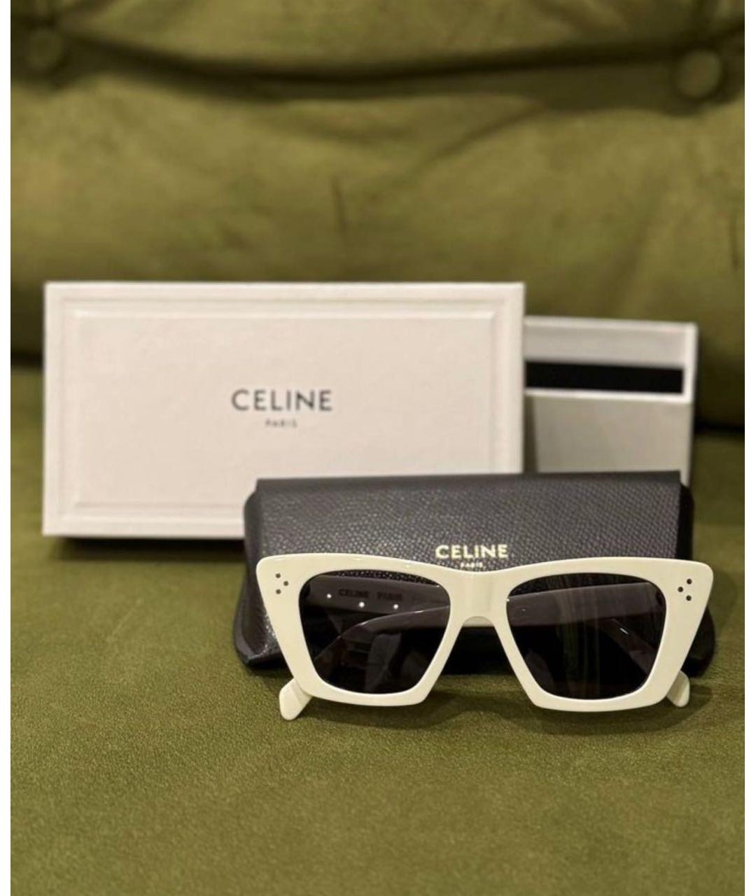 CELINE Белые пластиковые солнцезащитные очки, фото 3