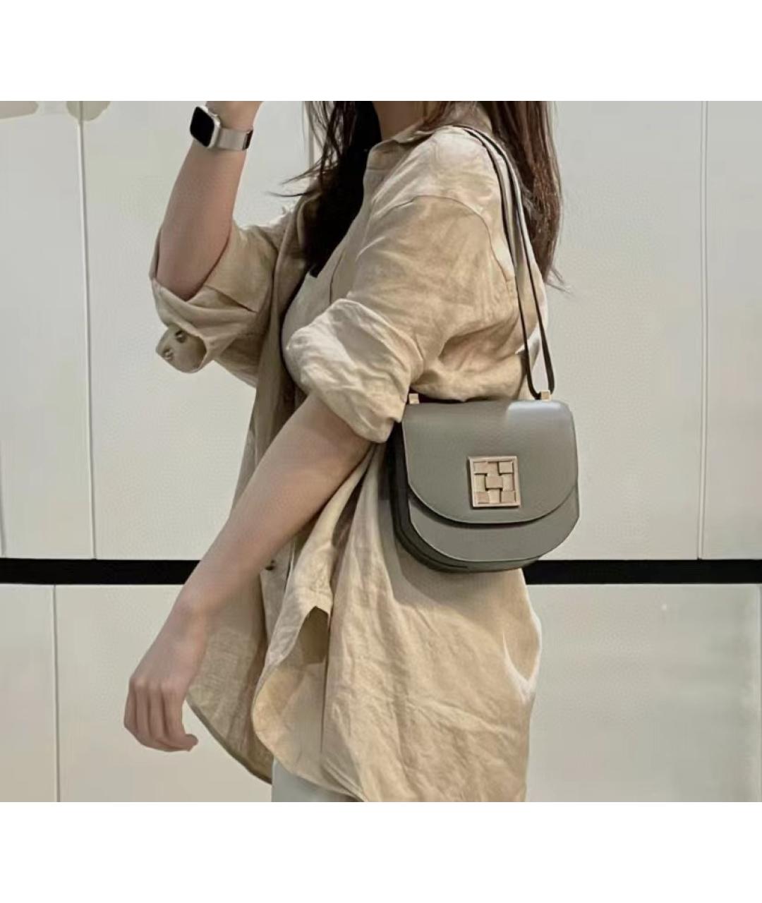 HERMES Серая кожаная сумка через плечо, фото 9