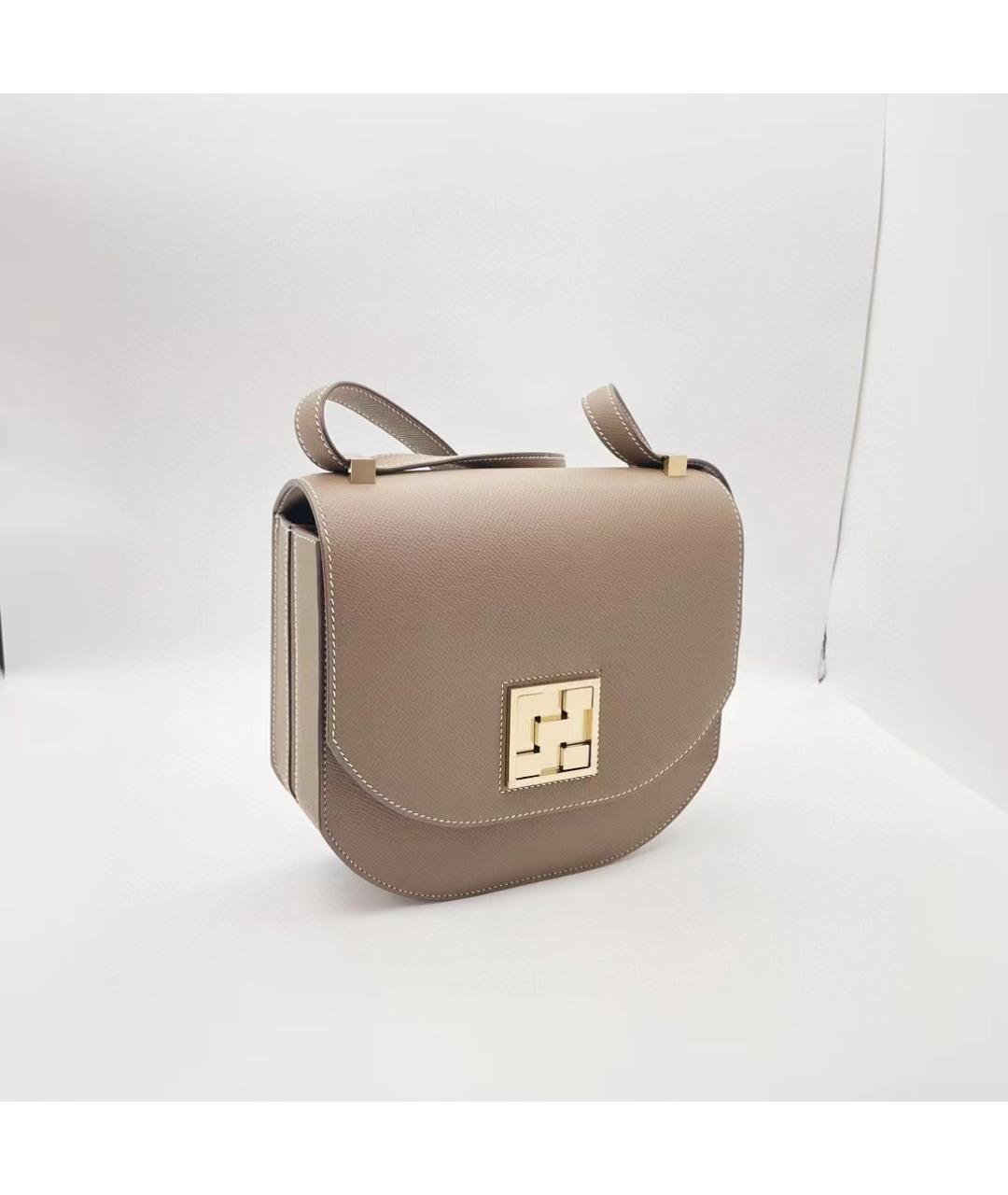 HERMES Серая кожаная сумка через плечо, фото 6