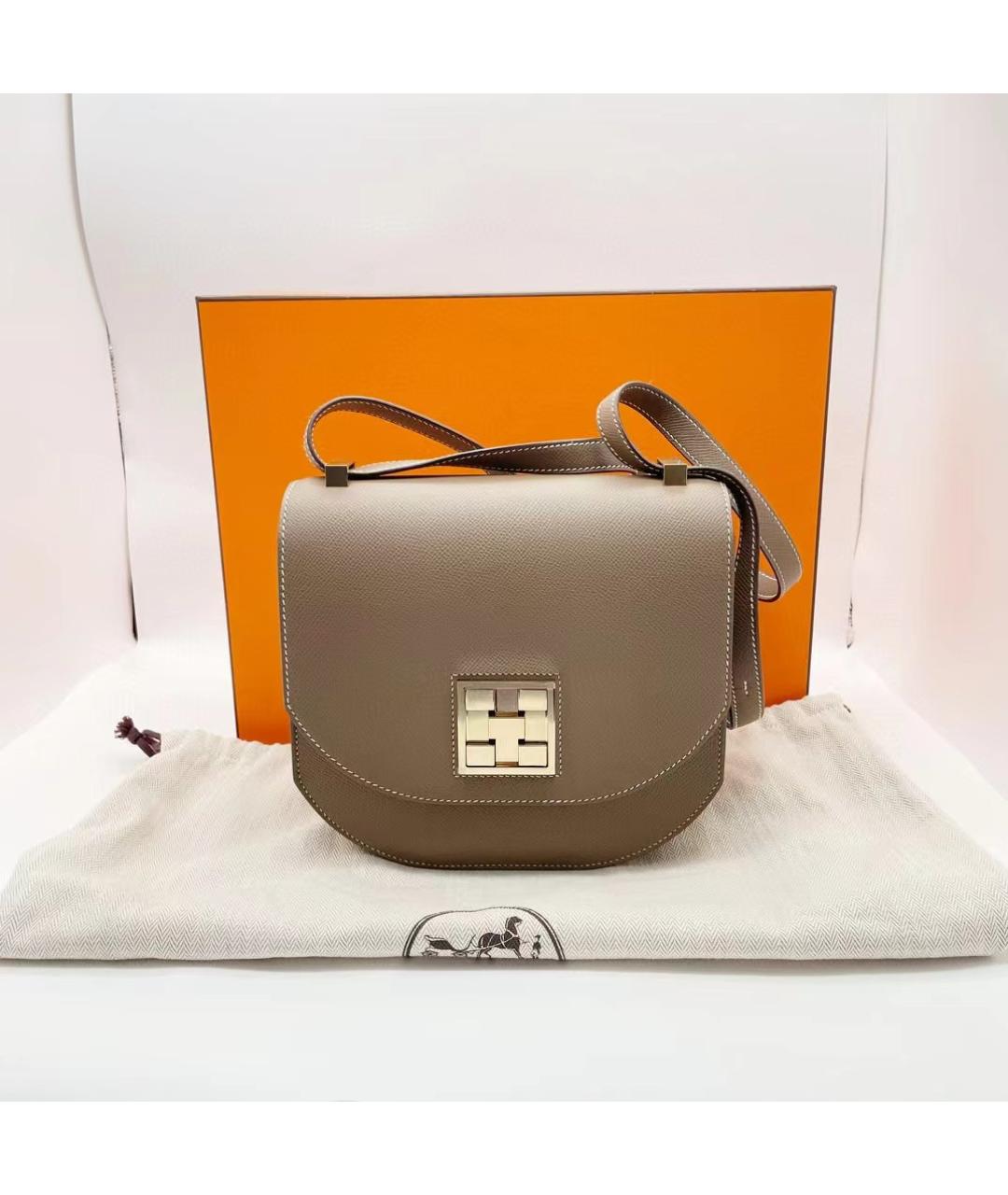 HERMES Серая кожаная сумка через плечо, фото 4