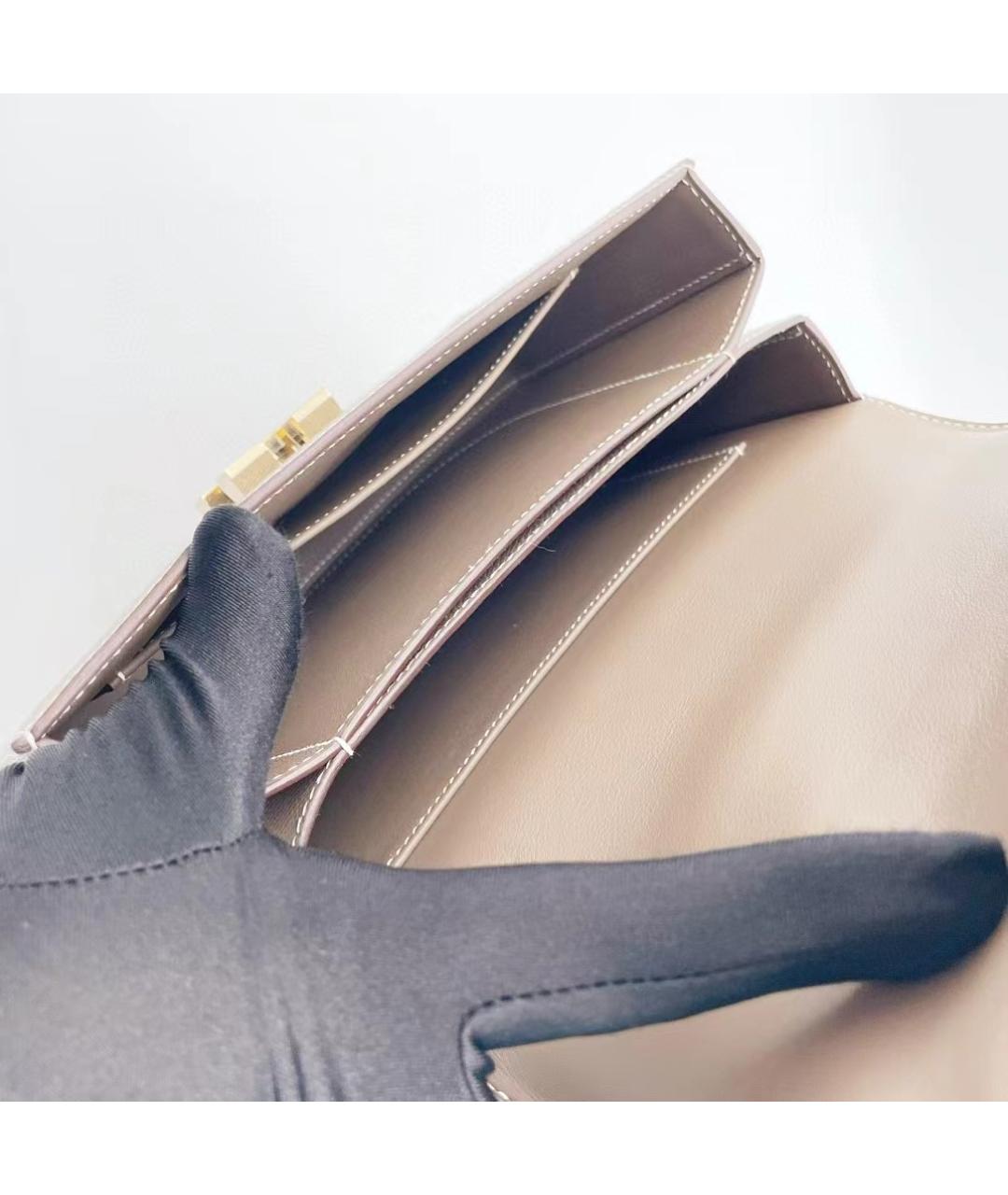 HERMES Серая кожаная сумка через плечо, фото 8