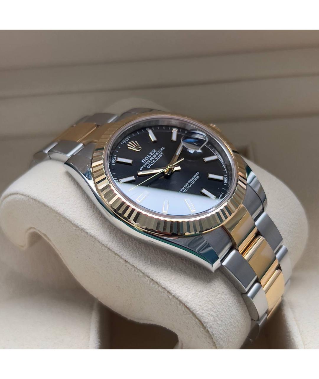 ROLEX Черные часы из желтого золота, фото 3