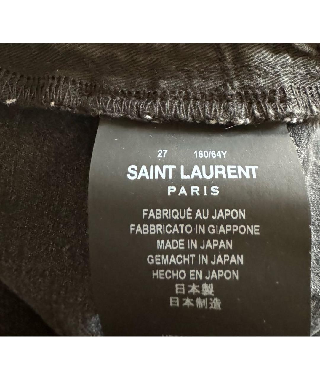 SAINT LAURENT Серые хлопко-эластановые джинсы слим, фото 8