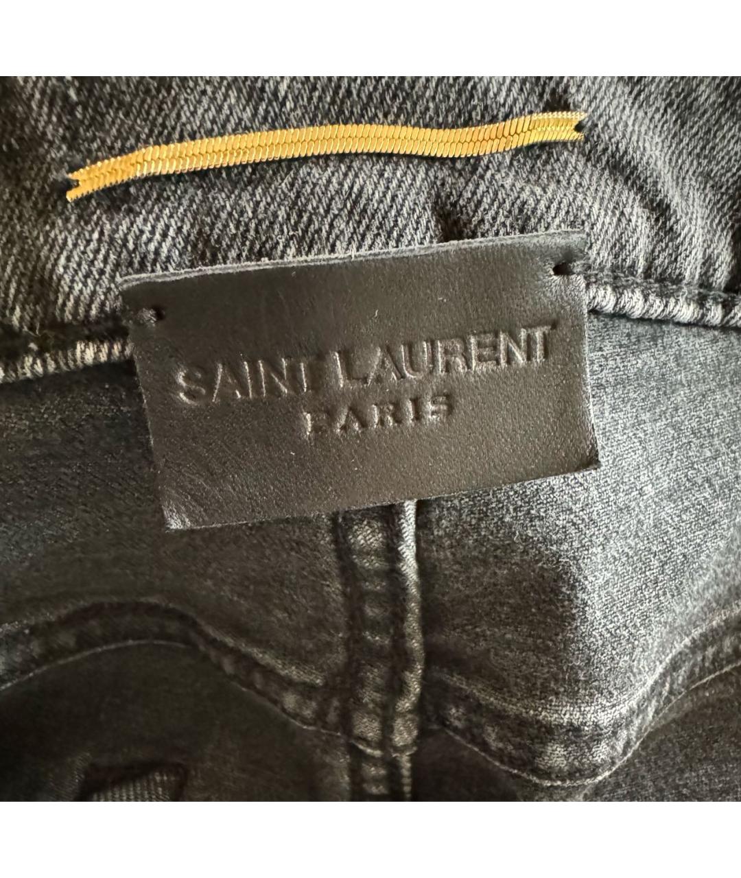 SAINT LAURENT Серые хлопко-эластановые джинсы слим, фото 6