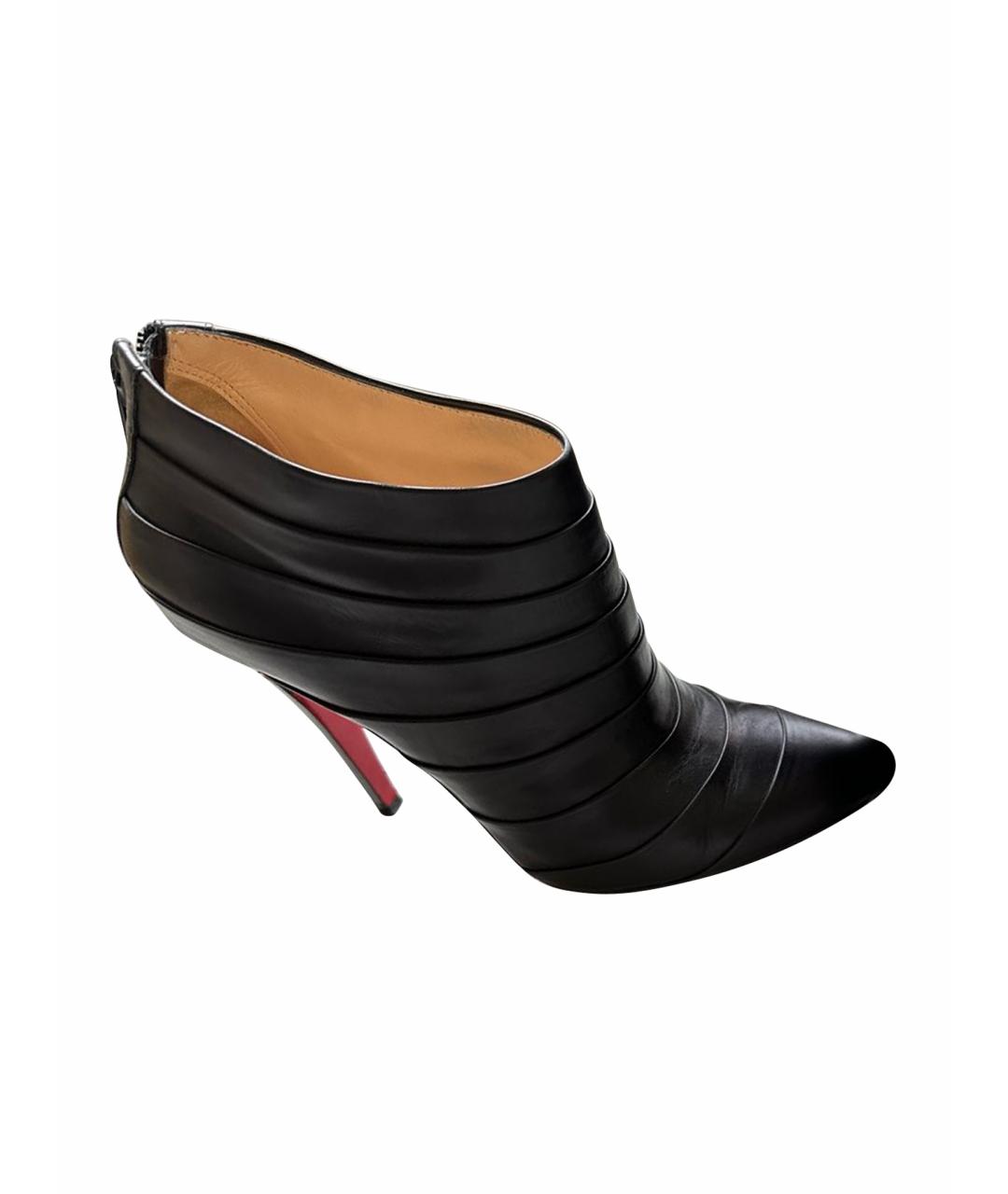 CHRISTIAN LOUBOUTIN Черные кожаные ботильоны, фото 1