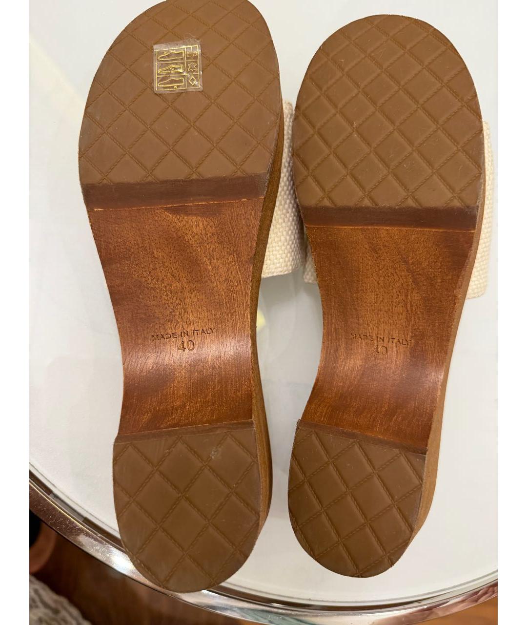 CHANEL Бежевые кожаные сабо, фото 5