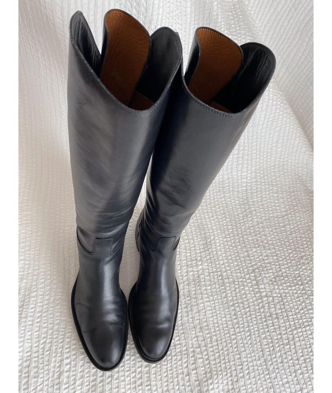 LORO PIANA Черные кожаные сапоги, фото 4