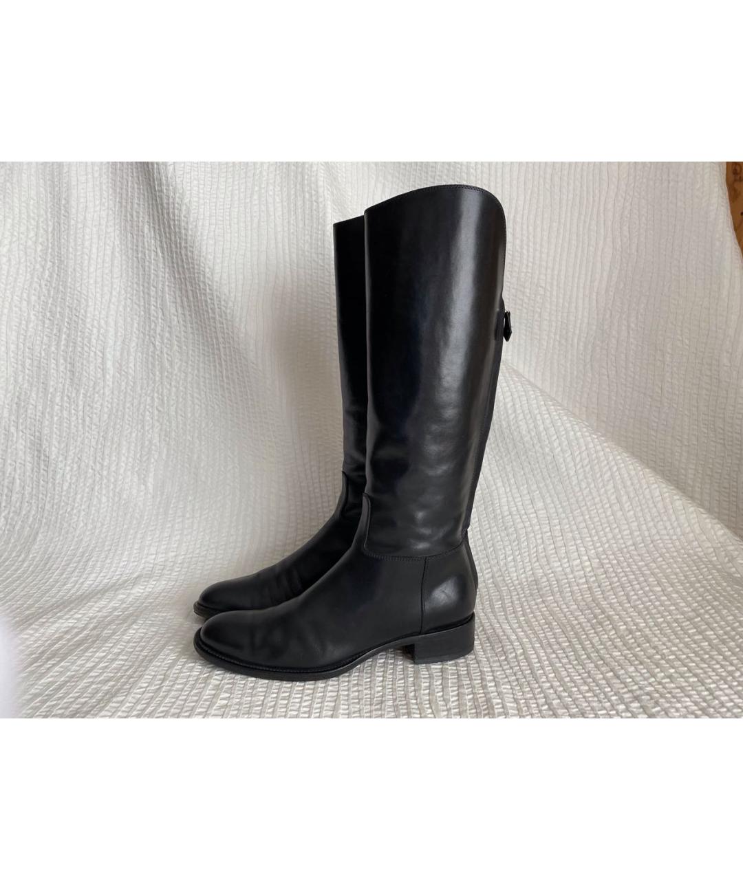 LORO PIANA Черные кожаные сапоги, фото 8