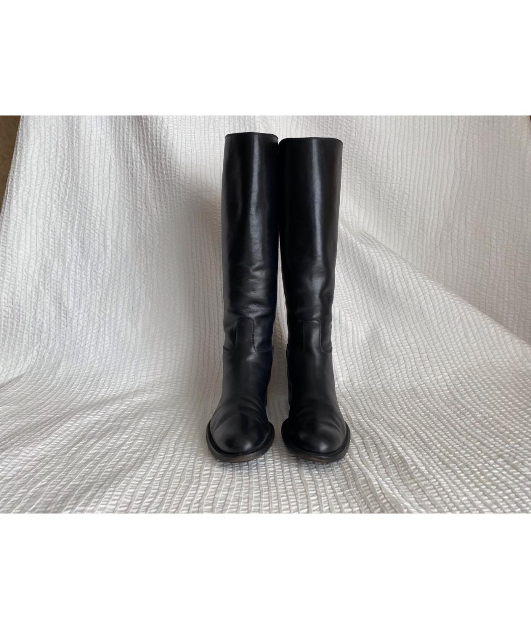 LORO PIANA Черные кожаные сапоги, фото 2