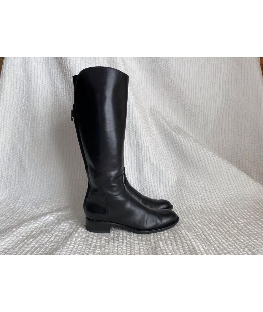 LORO PIANA Черные кожаные сапоги, фото 5