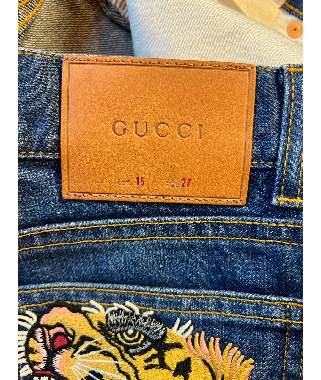 GUCCI Синие хлопковые прямые джинсы, фото 4