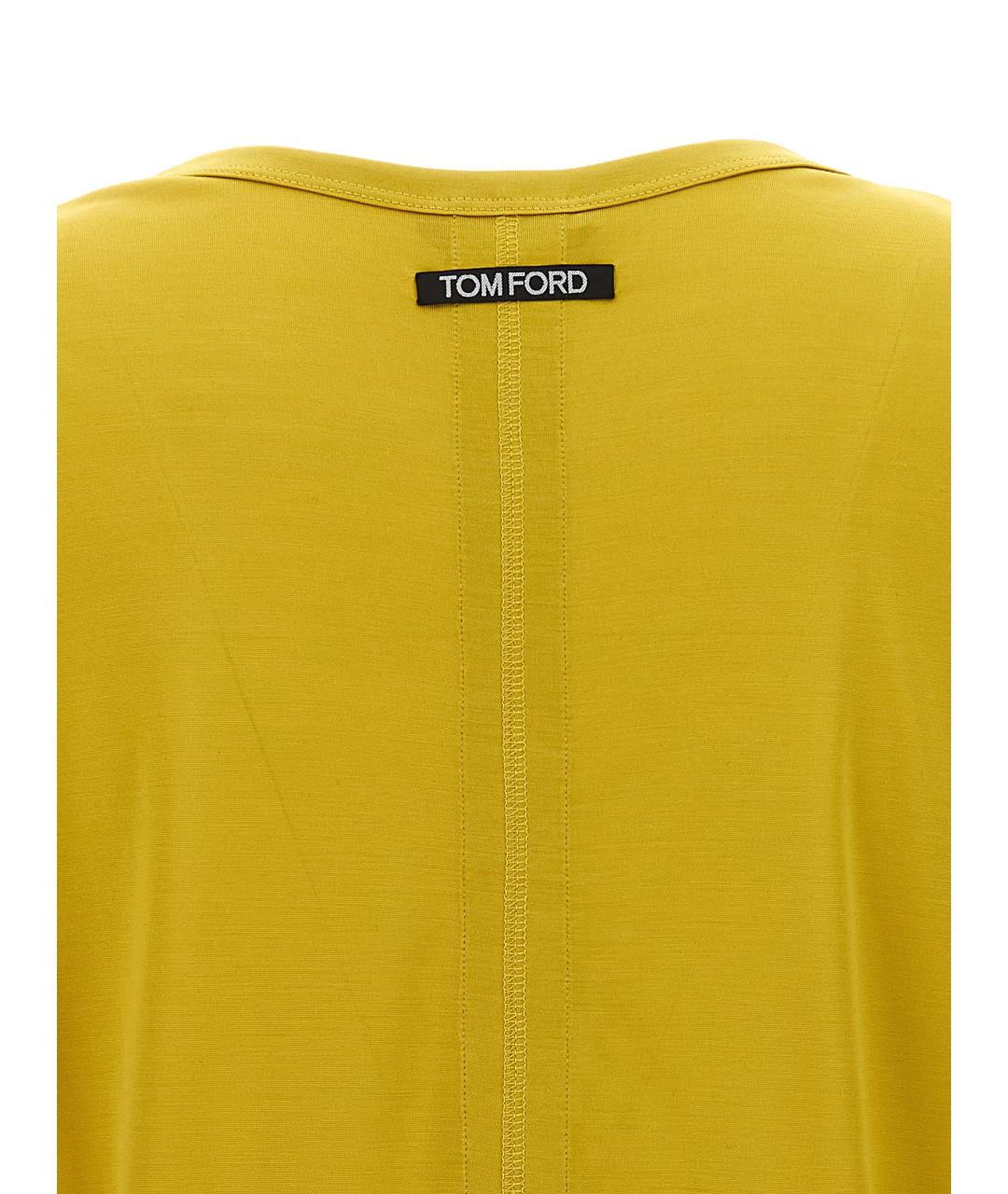 TOM FORD Желтая шелковая футболка, фото 3