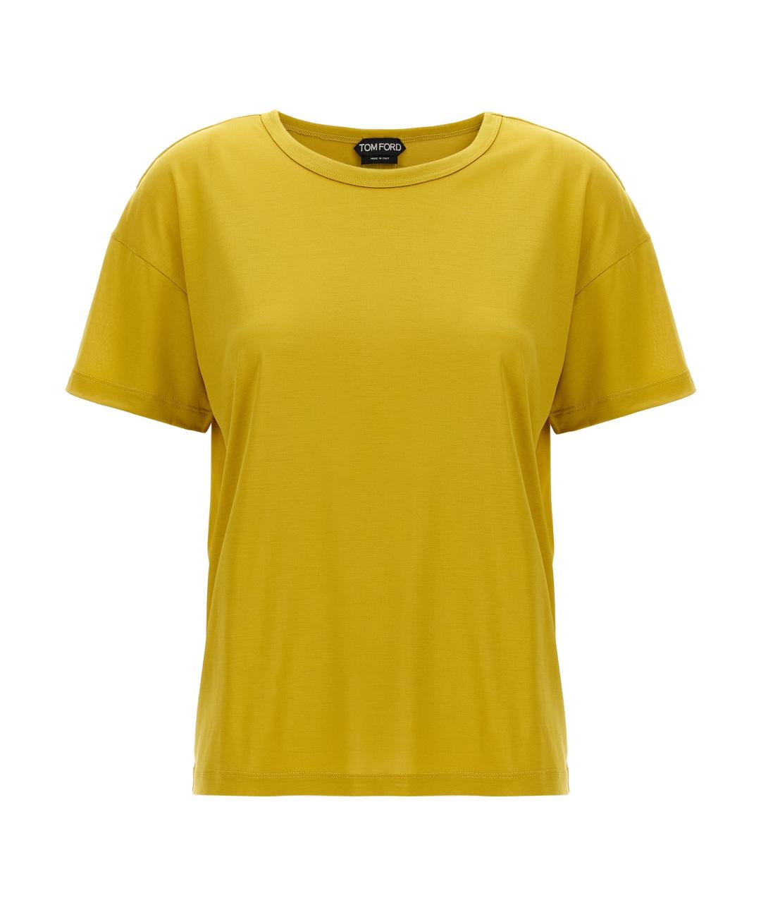 TOM FORD Желтая шелковая футболка, фото 1