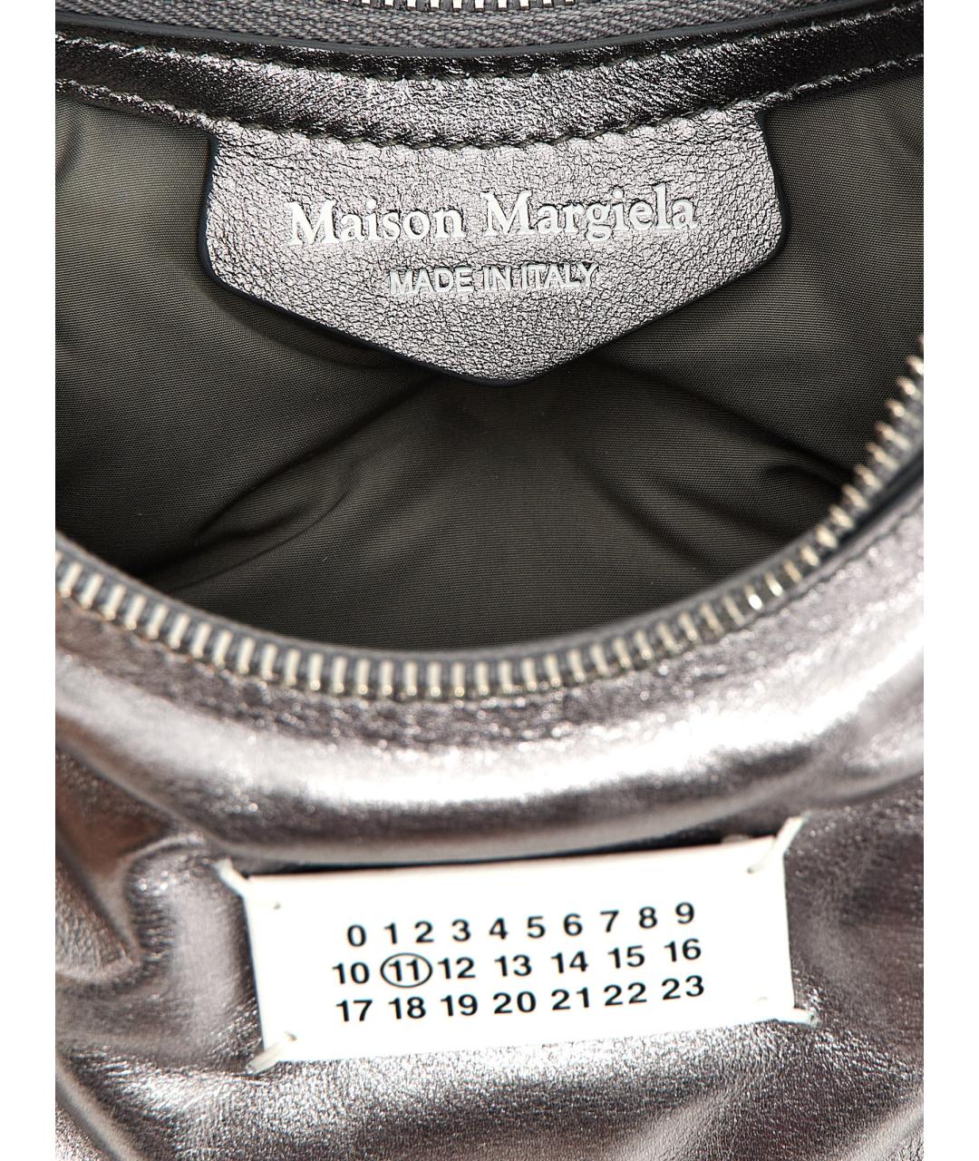 MAISON MARGIELA Серебряная кожаная сумка тоут, фото 4