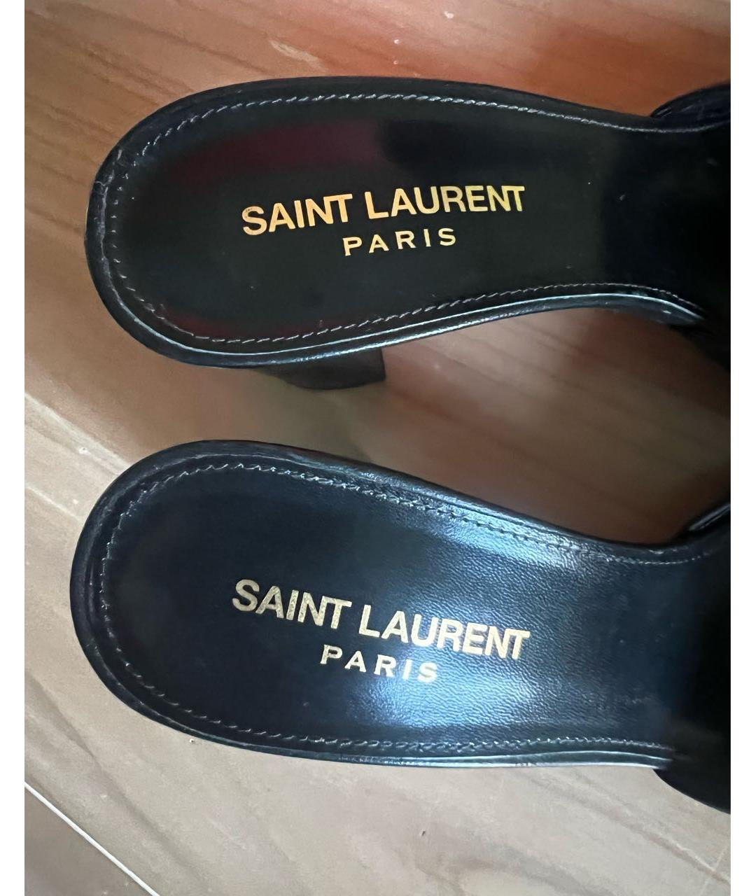 SAINT LAURENT Черные кожаные мюли, фото 6