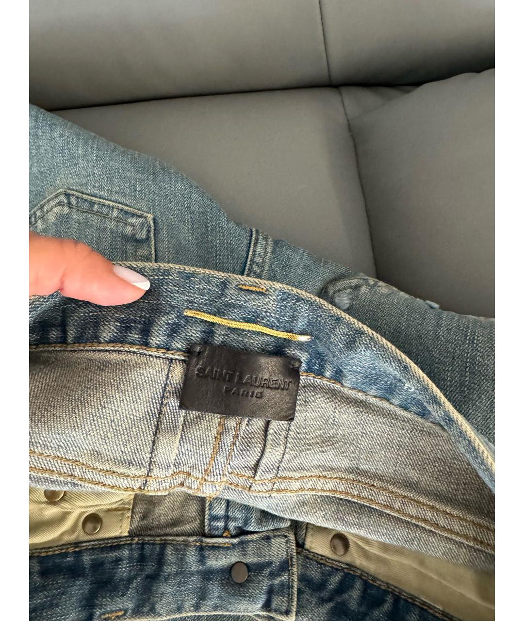 SAINT LAURENT Желтые хлопко-эластановые джинсы слим, фото 4