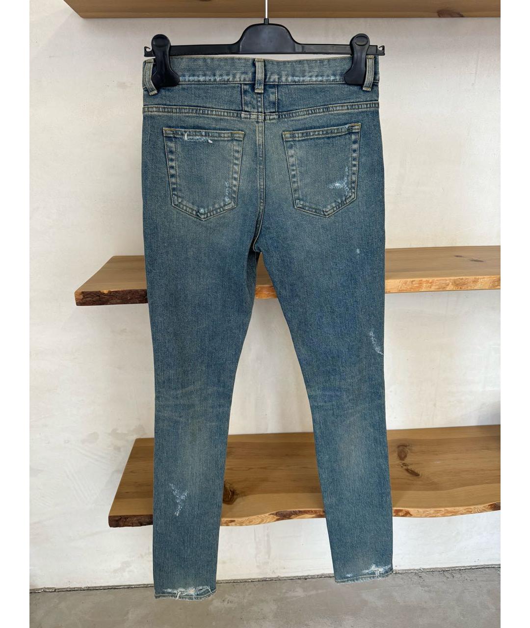 SAINT LAURENT Желтые хлопко-эластановые джинсы слим, фото 2