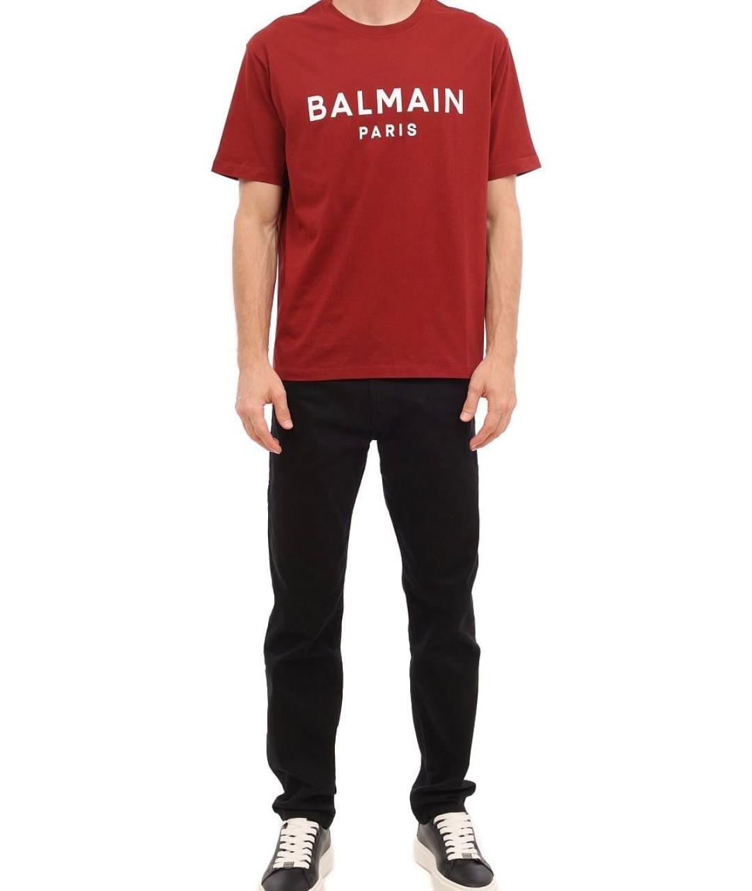 BALMAIN Красная хлопковая футболка, фото 3