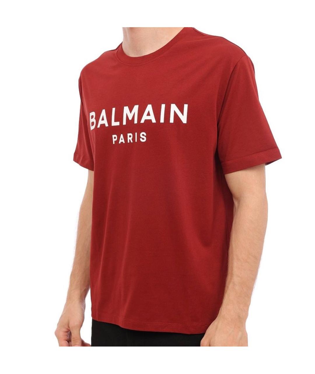 BALMAIN Красная хлопковая футболка, фото 4
