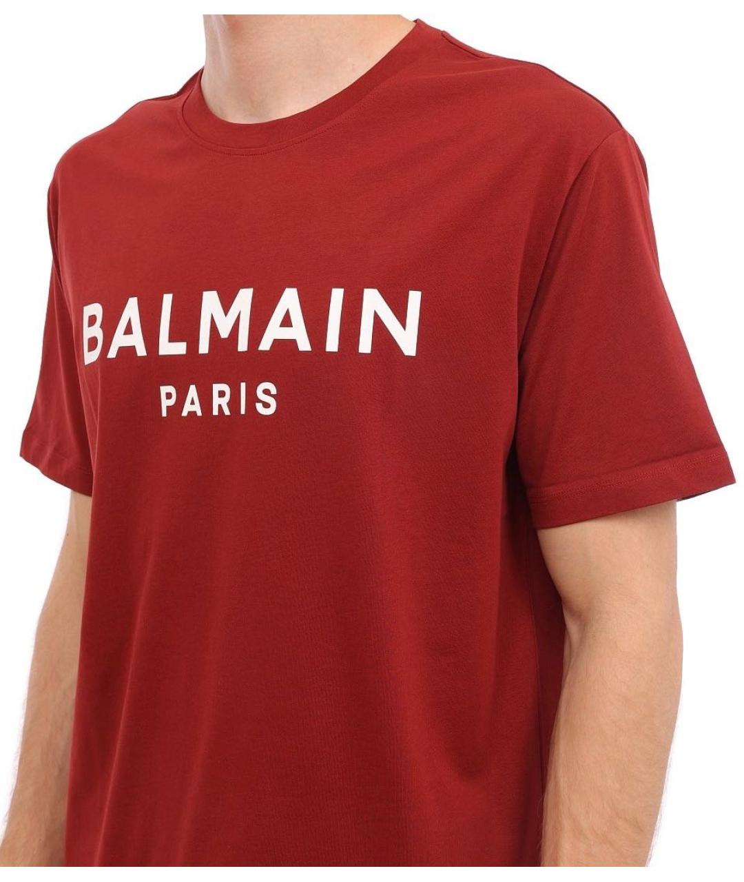 BALMAIN Красная хлопковая футболка, фото 5