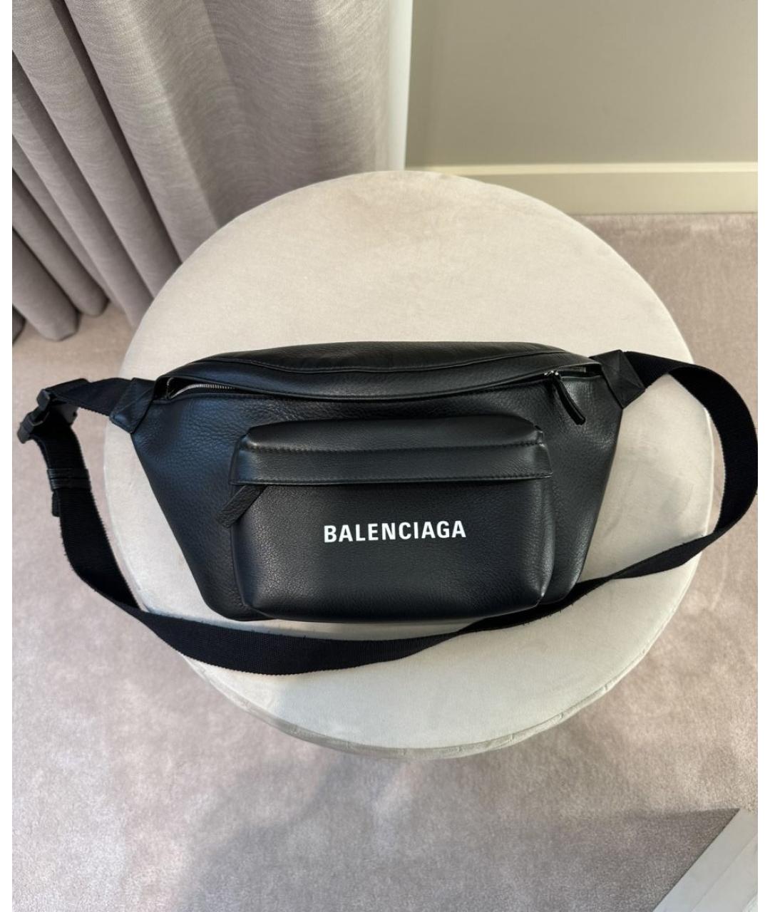 BALENCIAGA Черная кожаная поясная сумка, фото 2