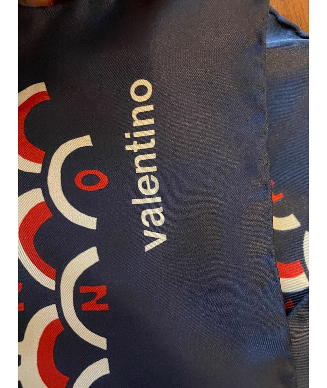 VALENTINO Синий шелковый шарф, фото 4