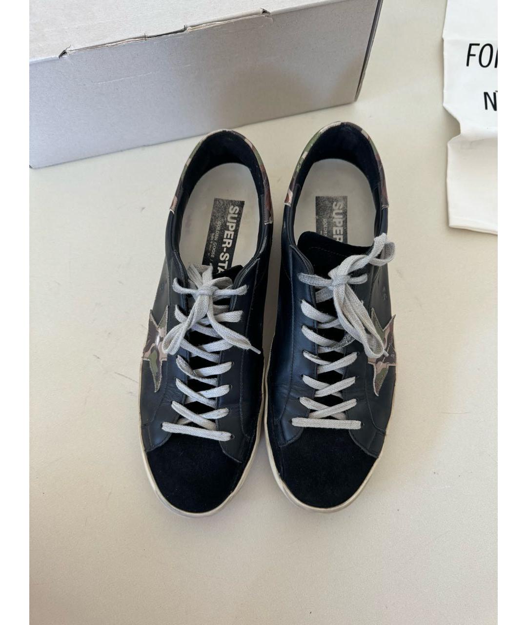 GOLDEN GOOSE DELUXE BRAND Черные кожаные низкие кроссовки / кеды, фото 2