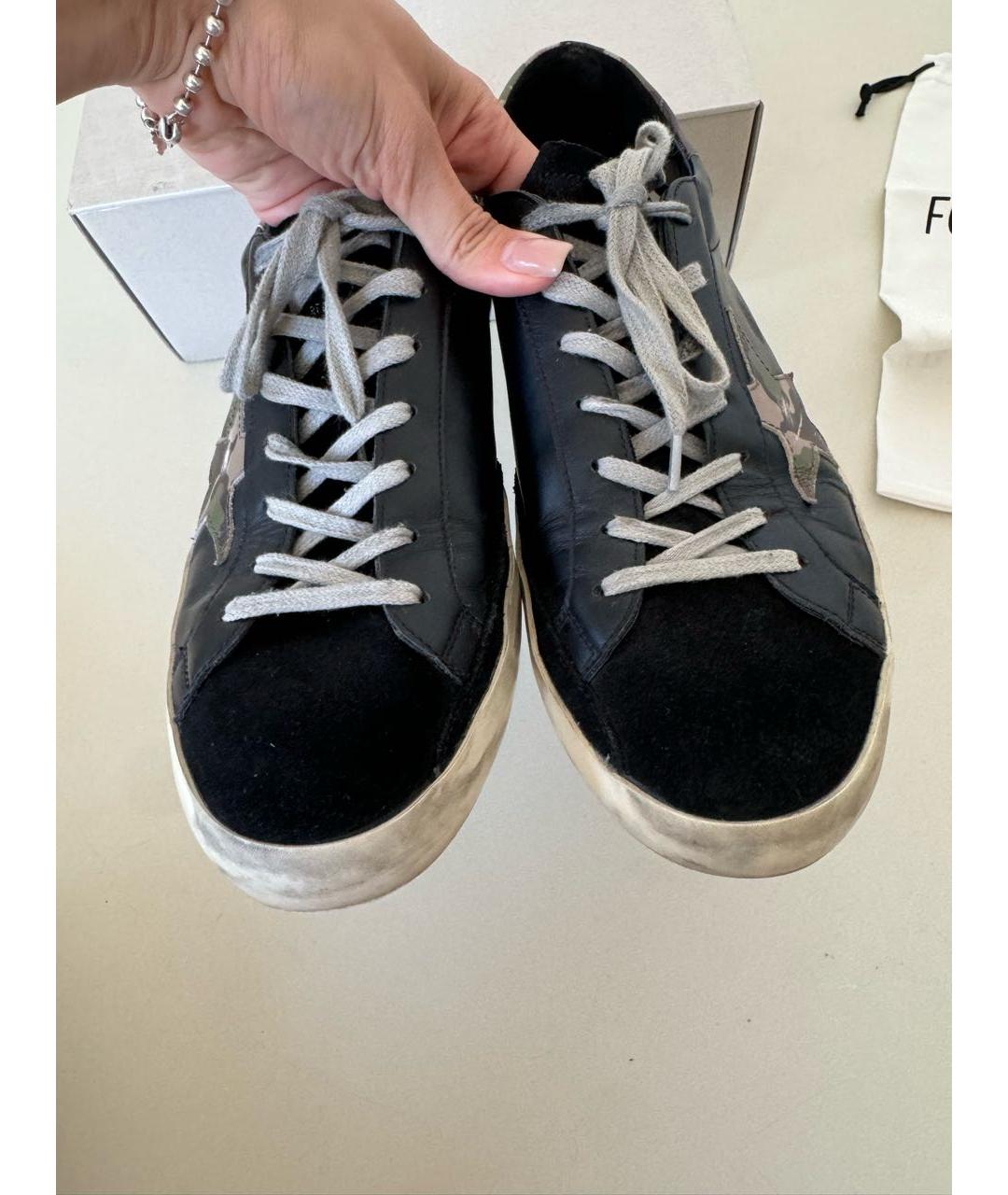 GOLDEN GOOSE DELUXE BRAND Черные кожаные низкие кроссовки / кеды, фото 3