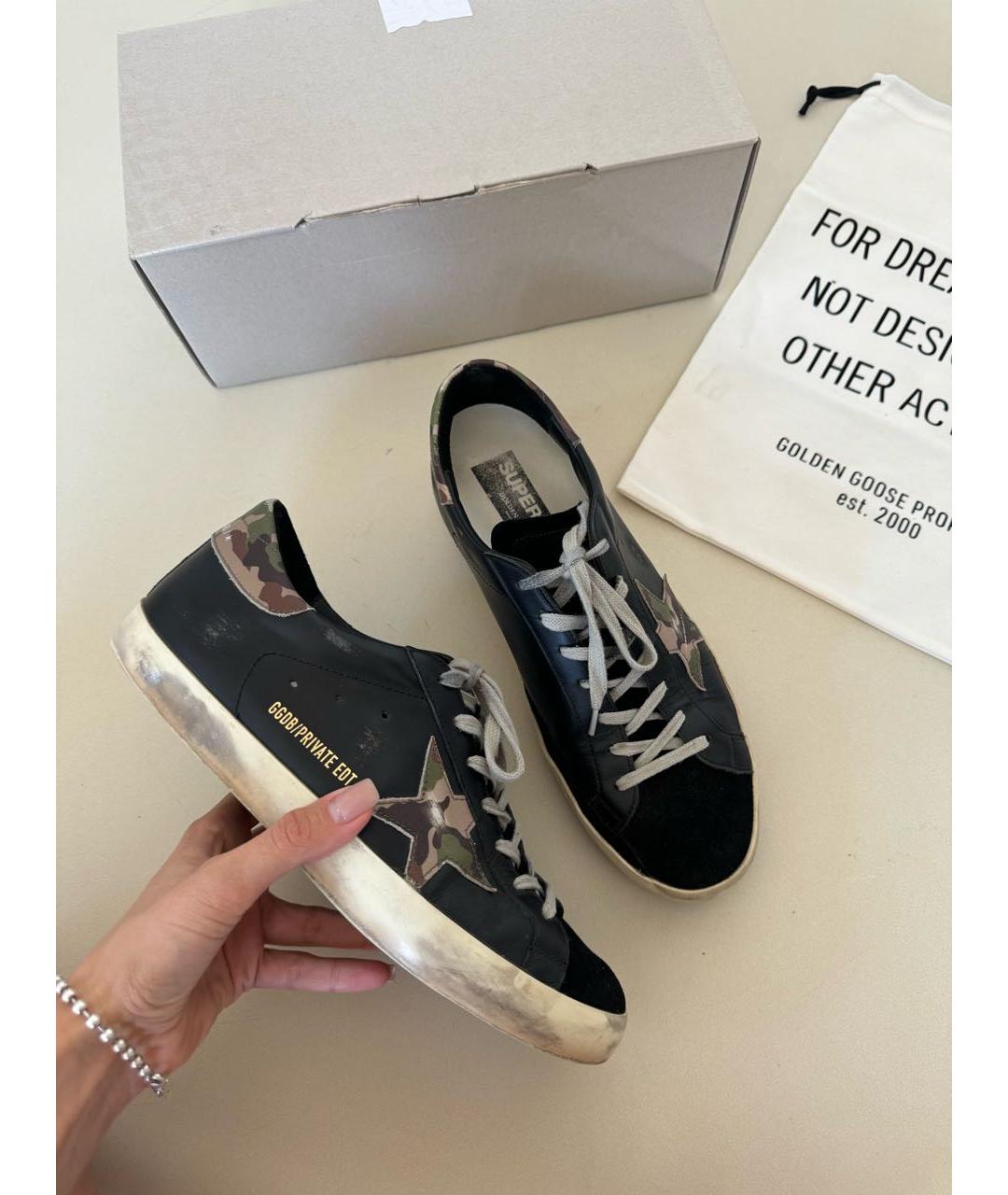 GOLDEN GOOSE DELUXE BRAND Черные кожаные низкие кроссовки / кеды, фото 7
