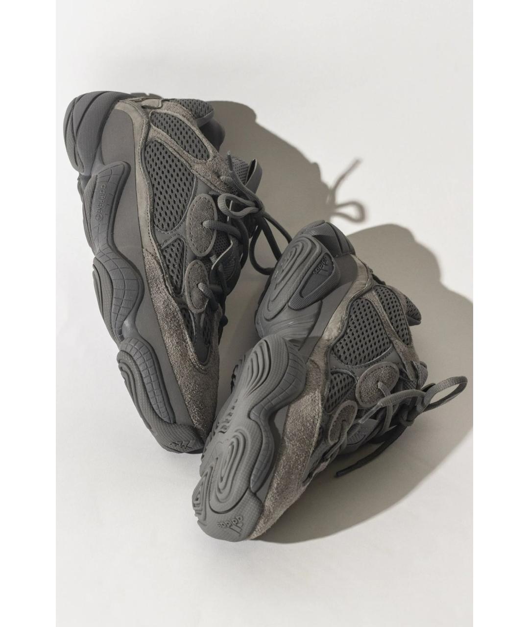 ADIDAS YEEZY Антрацитовые замшевые низкие кроссовки / кеды, фото 5