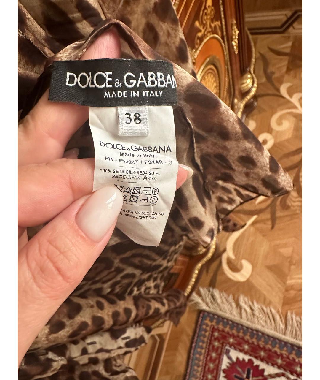 DOLCE&GABBANA Коричневая шифоновая блузы, фото 2