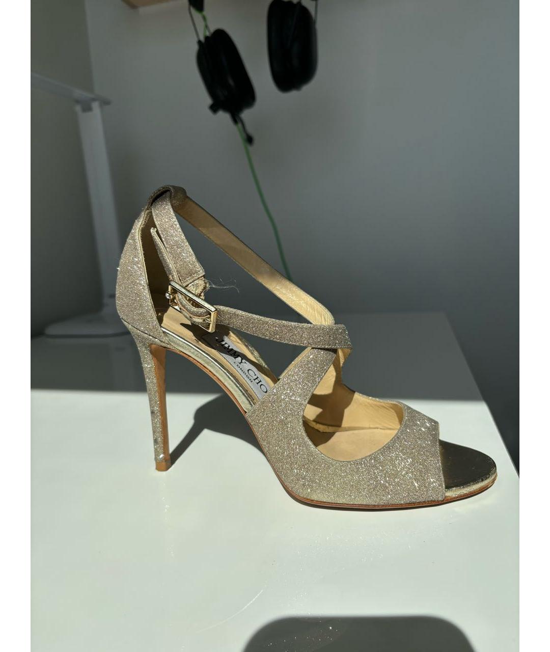JIMMY CHOO Золотые босоножки, фото 6