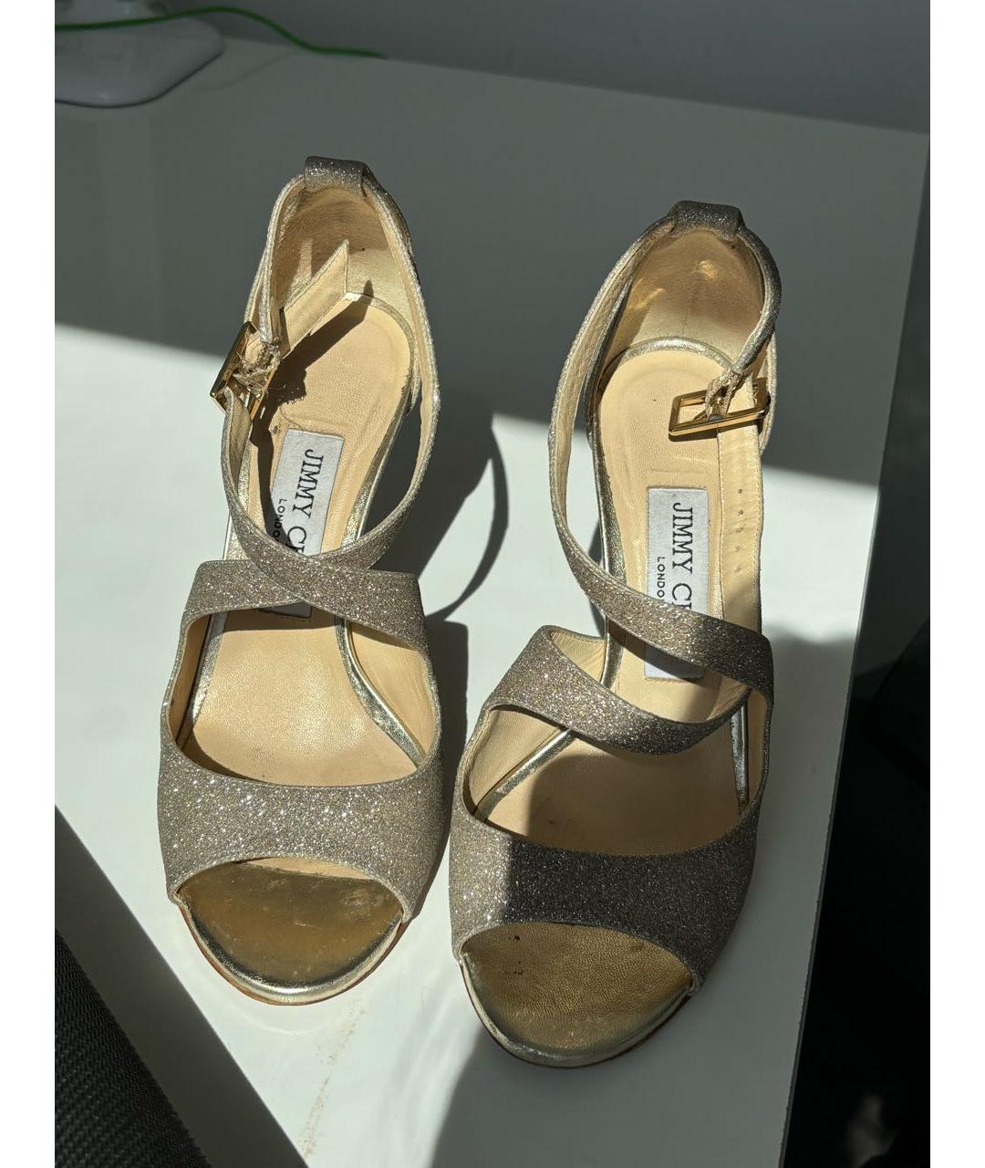 JIMMY CHOO Золотые босоножки, фото 2