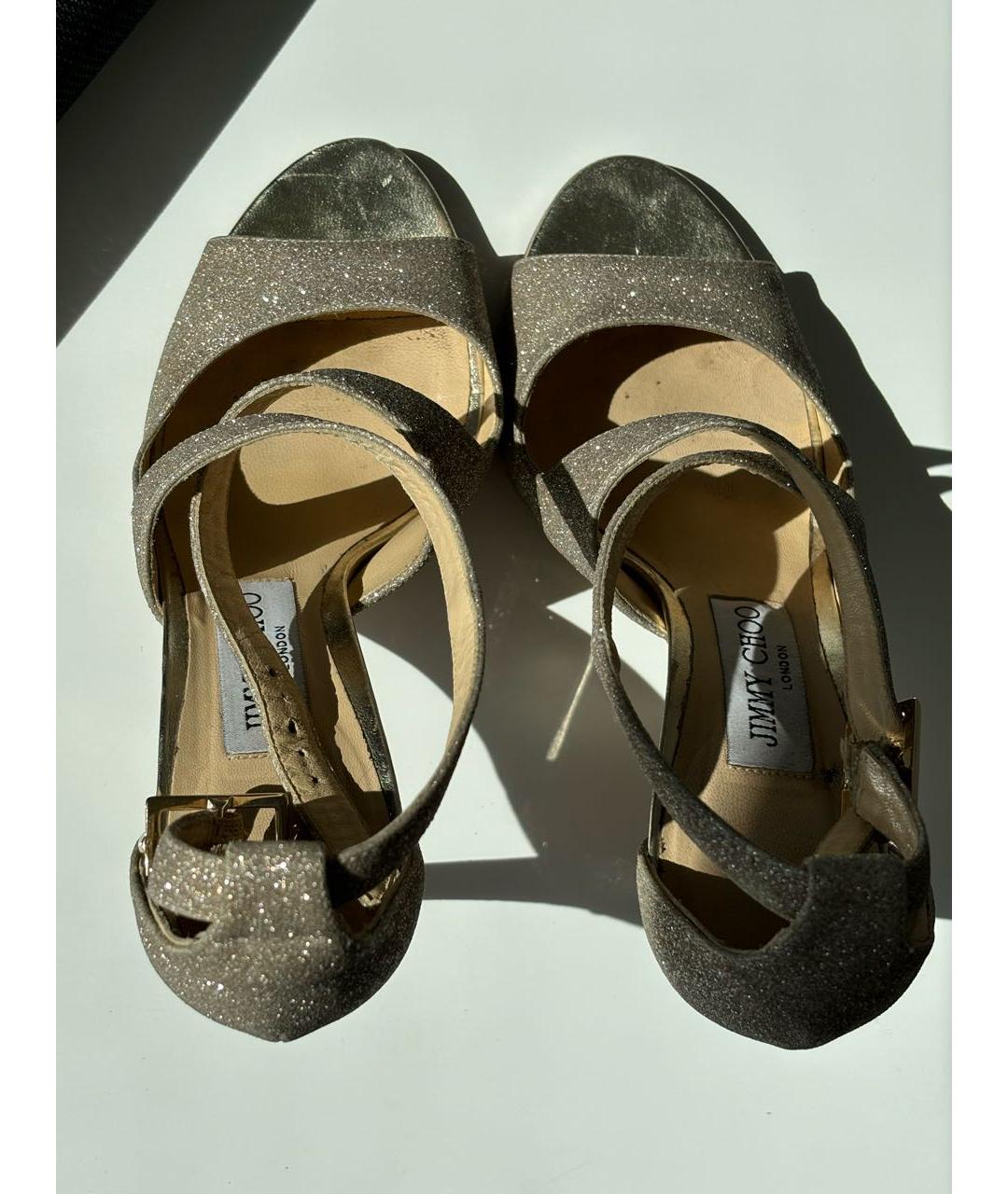 JIMMY CHOO Золотые босоножки, фото 3