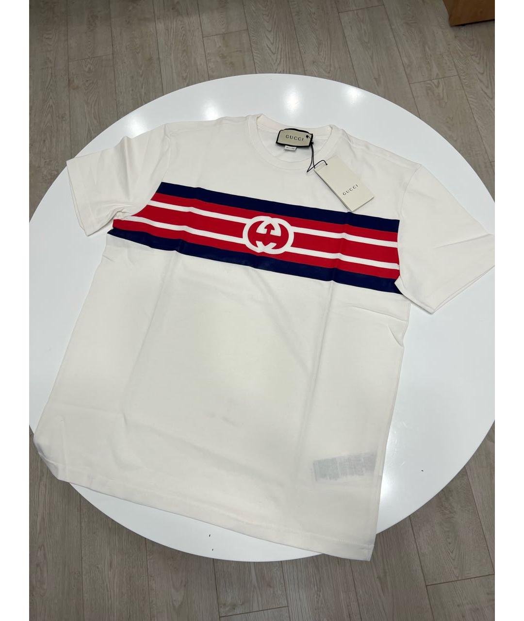GUCCI Белая хлопковая футболка, фото 6