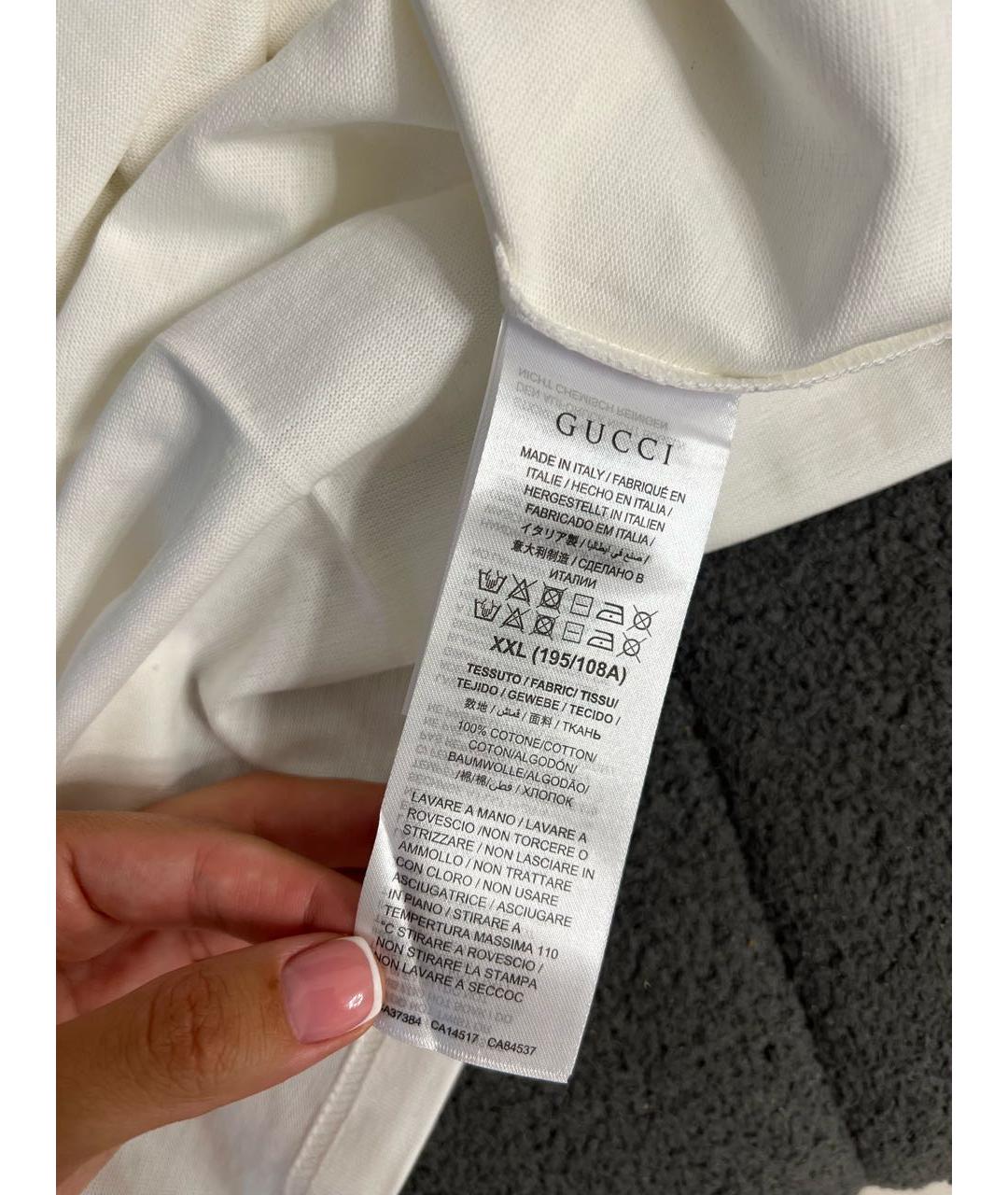 GUCCI Белая хлопковая футболка, фото 4