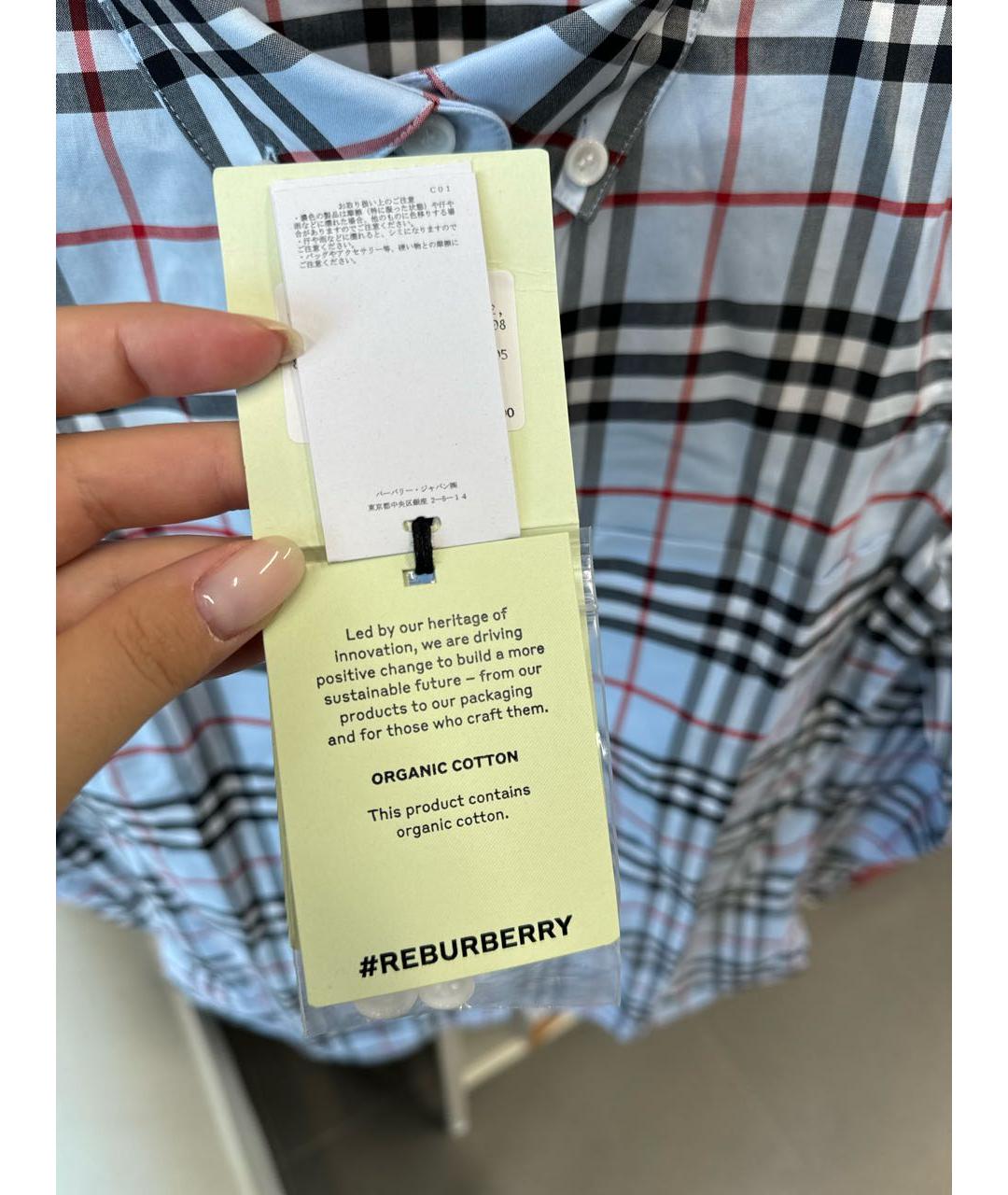 BURBERRY Голубая хлопковая рубашка, фото 7