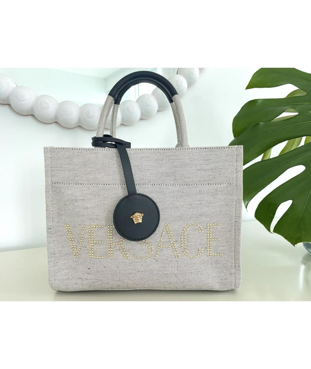 VERSACE Серая тканевая сумка тоут, фото 9