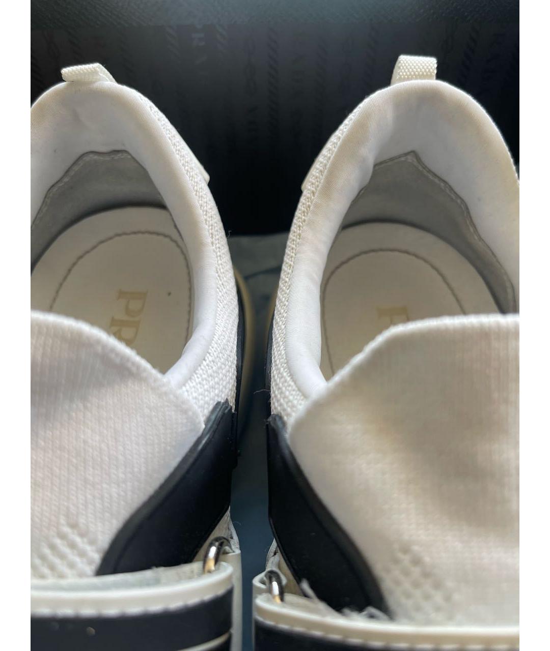 PRADA Белые текстильные низкие кроссовки / кеды, фото 7