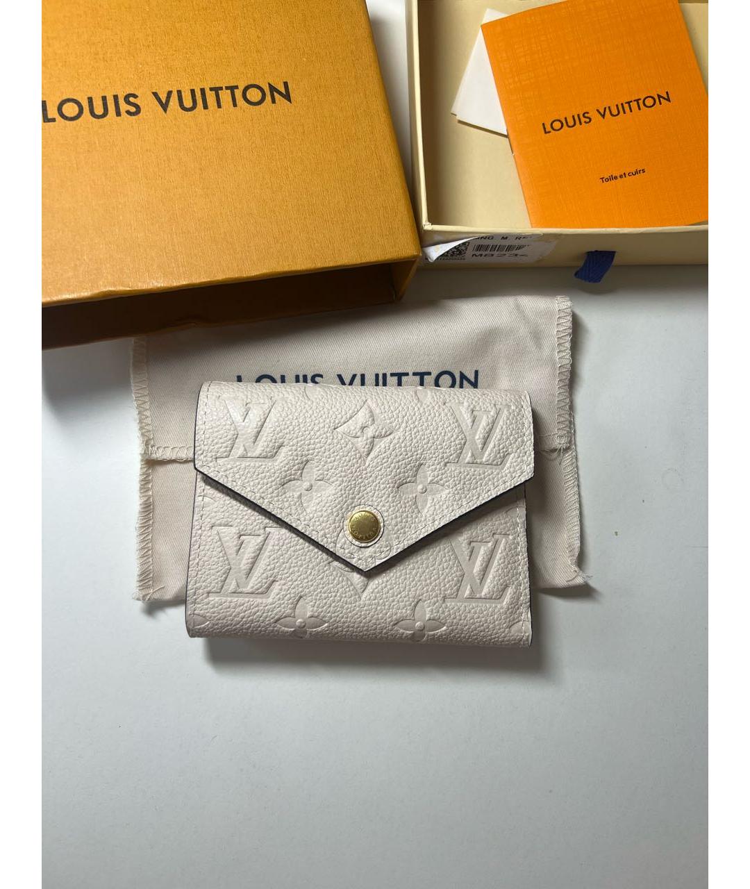 LOUIS VUITTON Бежевый кожаный кошелек, фото 6