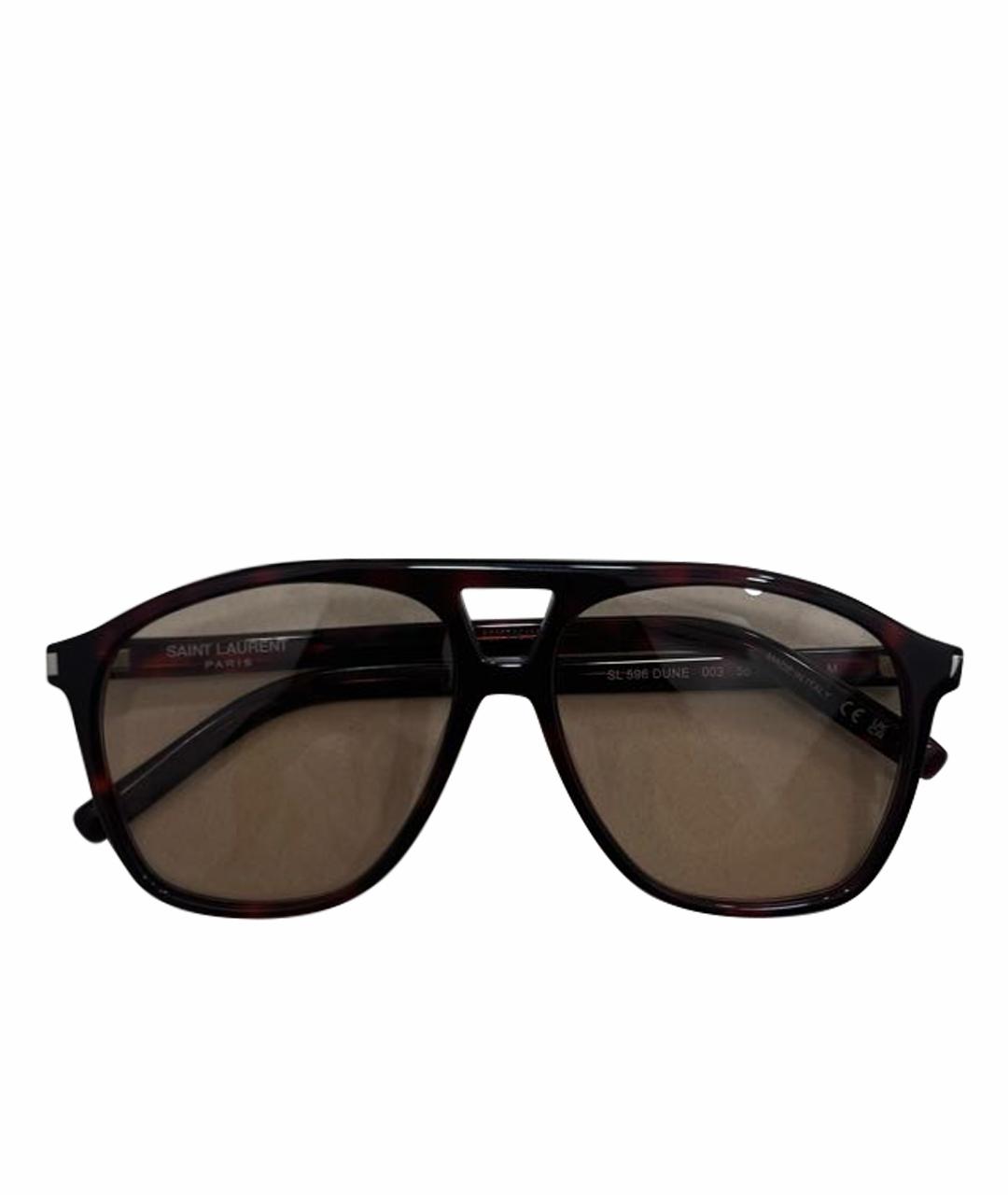 SAINT LAURENT Коричневые пластиковые солнцезащитные очки, фото 1