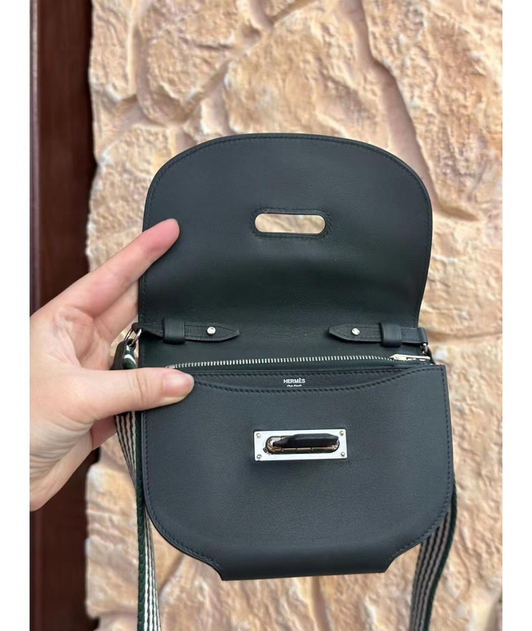 HERMES Серая кожаная сумка через плечо, фото 7