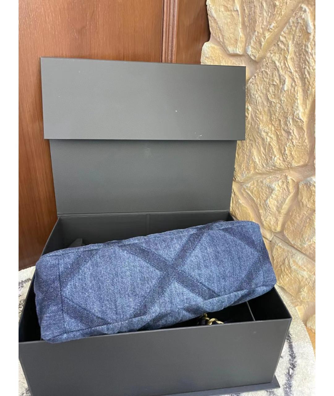 CHANEL Голубая деним сумка через плечо, фото 4