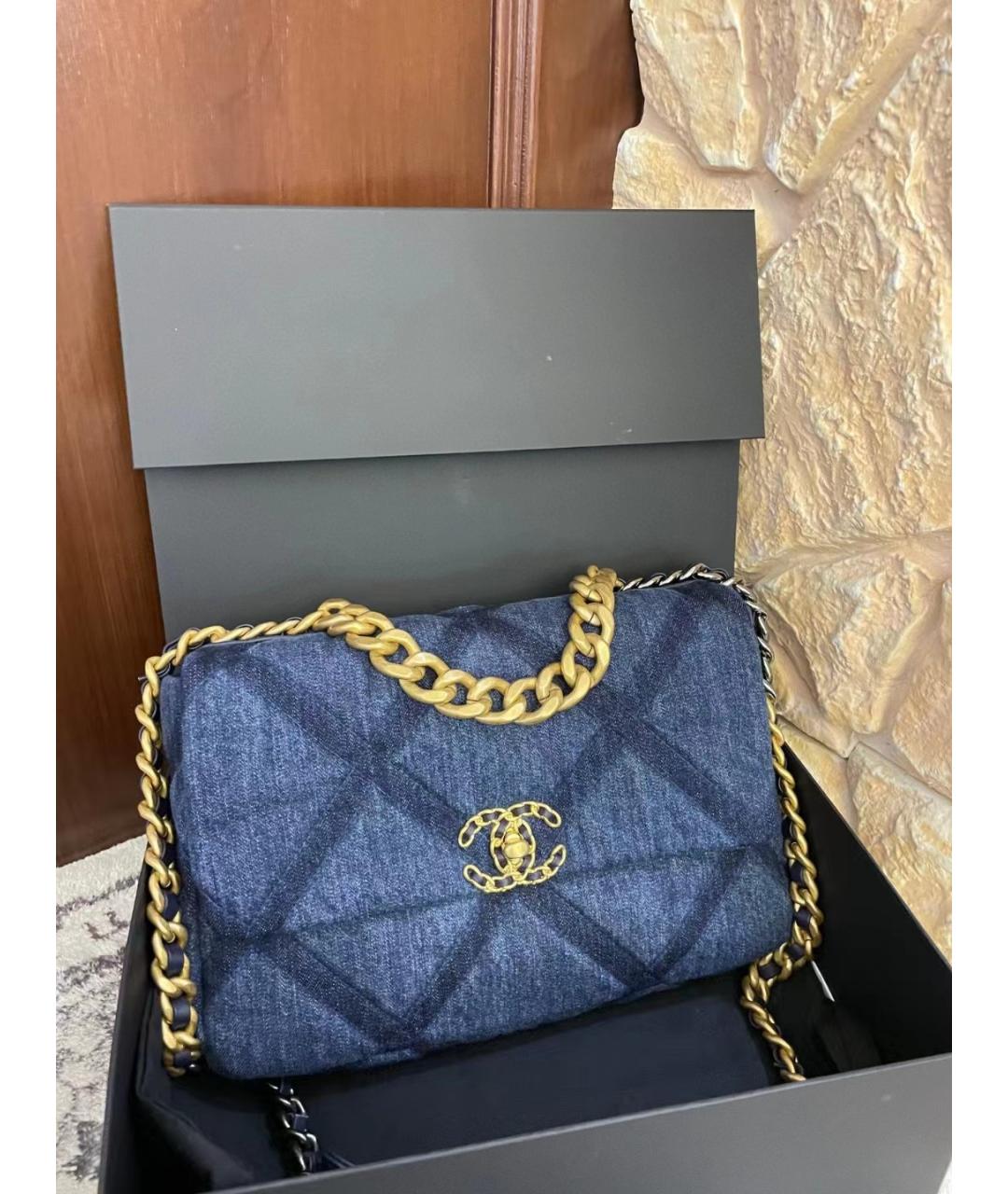CHANEL Голубая деним сумка через плечо, фото 9