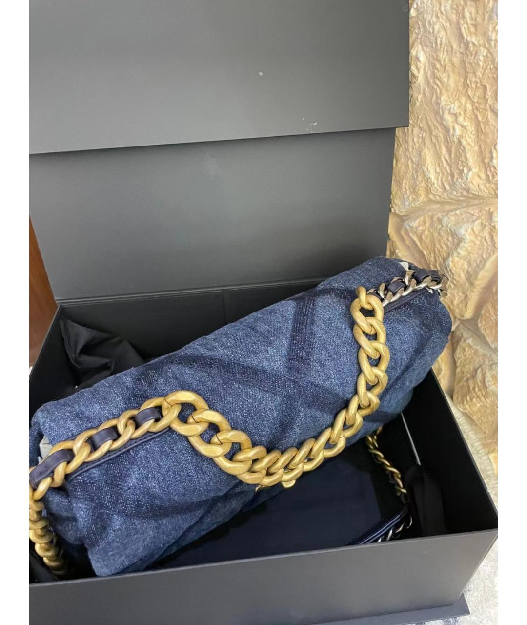 CHANEL Голубая деним сумка через плечо, фото 3