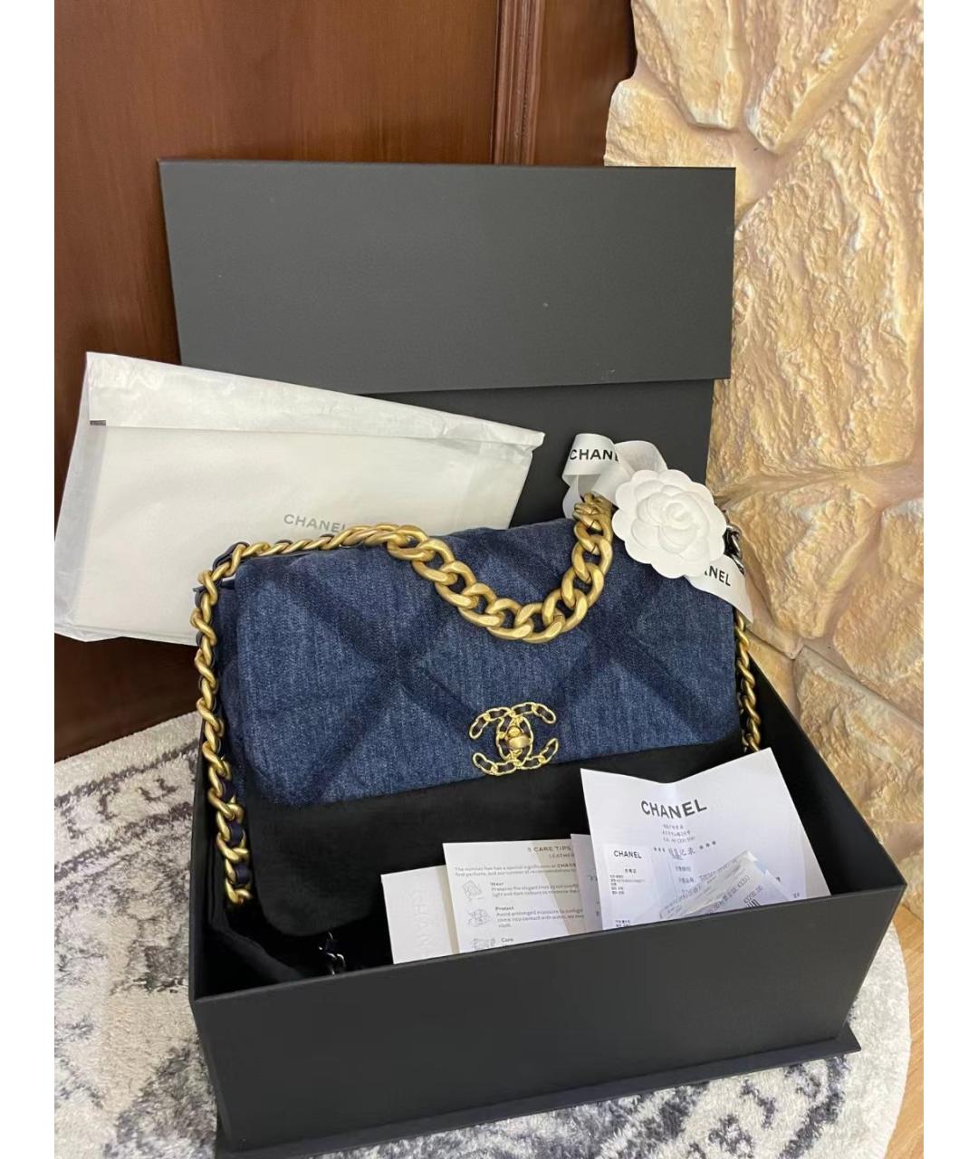 CHANEL Голубая деним сумка через плечо, фото 2